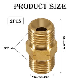 Brass Gas Hose Connector Double Nipple 3/8 Inch LH, DN10 Left Thread Double Nipple Coupling Propane Acetylene Gas Hose, Male Thread, 3/8 Inch AG Propane Acetylene Coupling Hose Brass Pack of 2