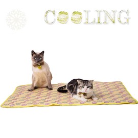 SEIS Dog Ice Pad Ice Silk Cats Kennel Mat Pet Cooling Pad Summer Cool Bamboo Mat Breathable Pad (Yellow, M