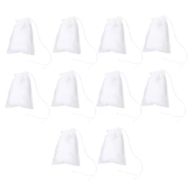 BESPORTBLE 20 Pcs White Fishing Net Bait Bags, Drawstring Mesh Sacks, Non-Woven Cloth, Rot Resistant, Machine Washable, Ideal for Crabbing and Beach Shell Collecting, 7.87 X 6.30 Inches