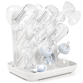 Termichy Baby Bottle Drying Rack: Large Vertical Bottle Dryer Rack Holder - Space Saving Standing Drying Rack for Baby Bottles and Pump Part Cleaning (White)