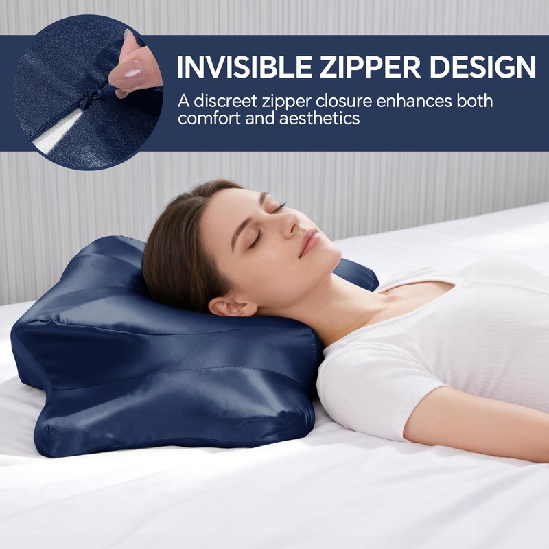 HOMBYS 2 Pack Satin Cervical Pillowcases (Only Pillowcase), Silky Butterfly-Shaped