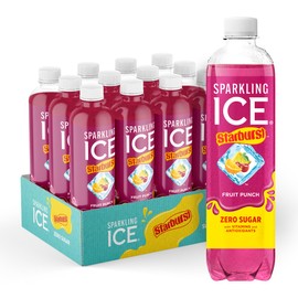 Sparkling Ice STARBURST Fruit Punch, Zero Sugar Flavored Sparkling Water, with Vitamins and Antioxidants, Low Calorie Beverage, 17 fl oz Bottles (Pack of 12)