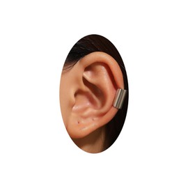 Chunky Gold Silver Band Cuff Earrings for Women, Cartilage Cuff Wrap Clip On Earrings, Geometric Hollow Statement Cuff Earrings Gifts for Women Wife (Silver)