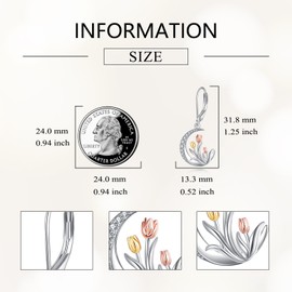 YONFQE Tulip Earrings Sterling Silver Tulip Dangle Earrigns Flower Jewellery Gifts for Women
