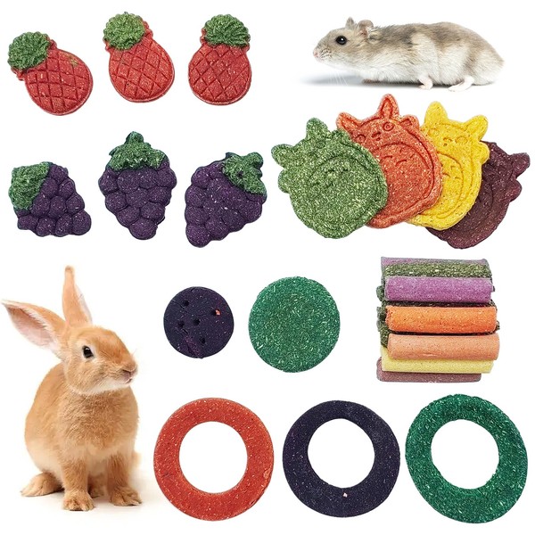 Fhiny 27 PCS Natural Bunny Chew Toys Molar Rabbit Toys
