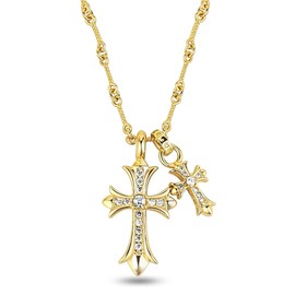 LHQLS Women's Cross Necklace Cross Pendant Necklace Double Cross Necklace for Women Women Simple and Beautiful Necklace Women's Necklace Birthday Gift for Women, Stainless
