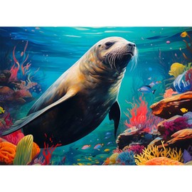 NAIMOER Diamond Painting Seal, Diamond Painting Adult Animals Diamond Painting Adult Pictures Sea Diamond Painting Children 5D Diamond Painting Embroidery for Home Decor (30 x 40 cm)