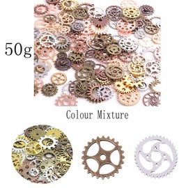 150 Gram Antique Bronze Vintage Skeleton Keys Steampunk Gears Cogs Charms Pendant Clock Watch Wheel for Jewelry Making Supplies, Steampunk Accessories, Craft Projects, Assorted Designs and Sizes,