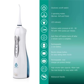 Pursonic USB Rechargeable Oral Irrigator Water Flosser, Helps Remove Plaque And Dilute Harmful Toxins.