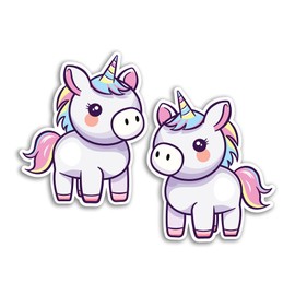 2 x 10cm Unicorn Vinyl Stickers - Mythical Horse Foal Farm Animal Kawaii Characters Kids Cartoon Cute Girls Boys Scrapbook Sticker #81999