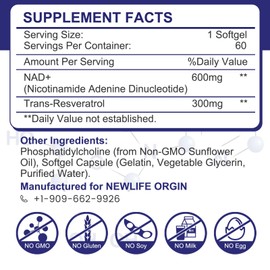 inGreens 900mg Liposomal NAD+ Supplement with 300mg Trans Resveratrol - Superior Absorption, Replaces NMN, Boost NAD+ for DNA Repair, Energy & Longevity, Aging Defense, 120 Softgels