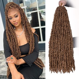ZRQ 30 Inch 2Packs Butterfly Locs Crochet Hair Honey Blonde Distressed Locs Long Butterfly Faux Locs Crochet Braids Hair Goddess Soft Locs Hair For Women (30 Inch, 27#)