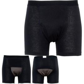 Incontinence Pants, Urinary Leak Pants, 150cc Absorption, Men's, Incontinence Countermeasure, Urine Leak Prevention, Open Front, Boxer Type, 1 Piece, Black, LL Size