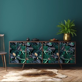 Flortlias Forest Landscape Peel and Stick Furniture Wallpaper, Self-Adhesive Contact Paper Sticker for Drawer Cabinet Makeover Decoration, Plants