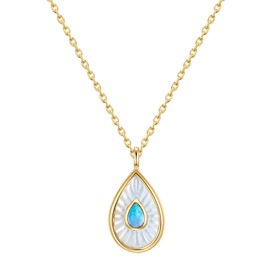 Glanzstücke München Women's Necklace 925 Sterling Silver with Mother of Pearl / Opal (Synthetic), Silver, Opal