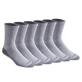 Dickies Men's Dri-Tech Moisture Control Mid-Crew Socks, Comfort Length Grey (6 Pairs), Shoe Size: 6-12