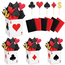 VioraWhite 8 Sets Casino Party Decorations Casino Favor Boxes (6.7 x 5.5 x 5.5 Inch) Casino Centerpiece Sticks Casino Night Game Themed Party Decorations for Birthday Party Centerpieces