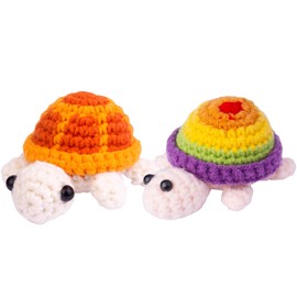 MuMyer Funny Positive Crochet Sea Turtle, 2 Pack Handmade Emotional Support Turtle Knitting Doll Gifts with Positive Affirmations Cards for Inspirational Novelty Gifts(T1)