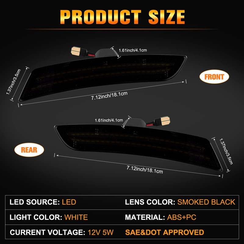 Gempro LED Side Marker Lights Front Rear Bumper Fender Marker