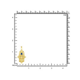 Silvershake Created Blue Sapphire 18K Yellow Gold Plated 925 Sterling Silver Scroll/Filigree Evil Eye on Hamsa Hand Pendant September Gemstone Birthstone Jewelry for Women, 925 String Silver 18K Gold