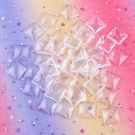 HAUTOCO 44pcs 25mm Square Glass Dome Cabochons 1 Inch Non-calibrated Flat Back Clear Glass Cabochon Tiles for Photo Pendant Craft Jewelry Making