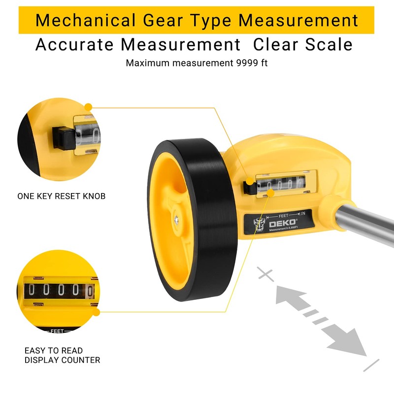 DEKOPRO Measuring Wheel, Measures Up To 99,999 Ft Compact Wheel