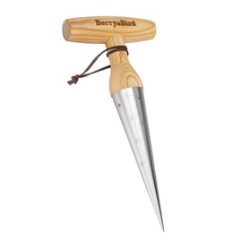 Berry&Bird Stainless Steel Sow Dibbler, Garden Hand Dibber Tool with T-Handle & Sharp Tip, Ergonomic Dibber for Planting Bulbs, Seeds and Seedlings