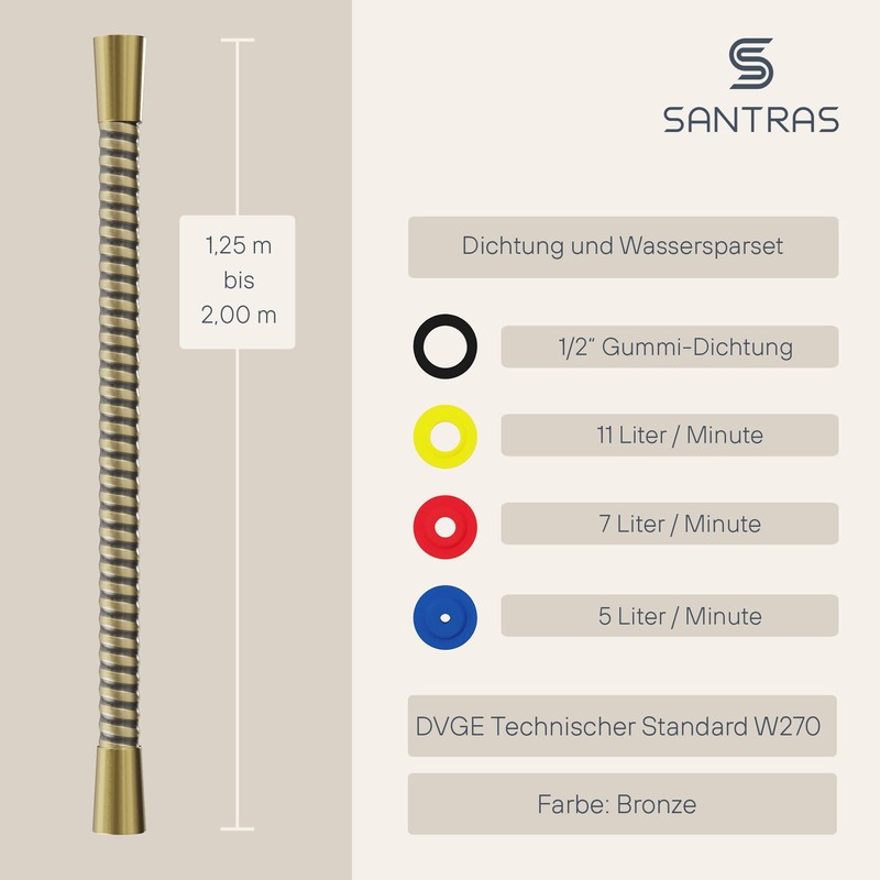 SANTRAS Shower Hose 1.25 m Plastic (PVC) in Bronze with