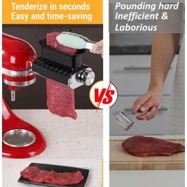 Meat Tenderizer Attachment for Kitchenaid Mixers, 3 Thickness Settings,Steak Cuber Processor Accessories for Kitchen aide,Dishwasher Safe, Black