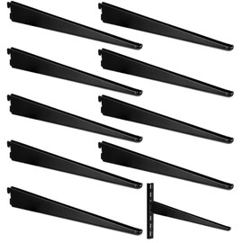 Yalikop 10 Pack Adjustable Shelf Brackets for Double Track System Closet Organization Heavy Duty Wire Shelf Brackets (Black,16.5 Inches)