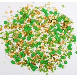 NCS St Patricks Day Gold, Green and White Edible Candy Sprinkle Mix, 8 ounces - Great for Cupcakes, Cookies, Cakes, Cake Pops