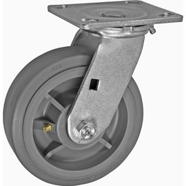IconCasterWheels 6" Heavy Duty Casters | Mirage Rubber Wheels | Set of 2 Swivel Top Plate & 2 Rigid Top Plate | Load Capacity 500 LB per, 2000 Capacity per Set (Gray)