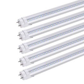 48in LED Tube Light 4FT 5000K Dual-End Powered ,T8 Ballast Bypass, 18W (48W Equivalent), 2160 Lumens, Daylight White, Clear Cover, LED Lights Replacement, AC 85-265V Pack of 25