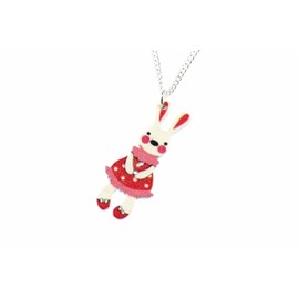 Miniblings Easter Bunny Easter Necklace 45 cm Easter Bunny Bunny Red Handmade Fashion Jewellery Link Chain Silver-Plated
