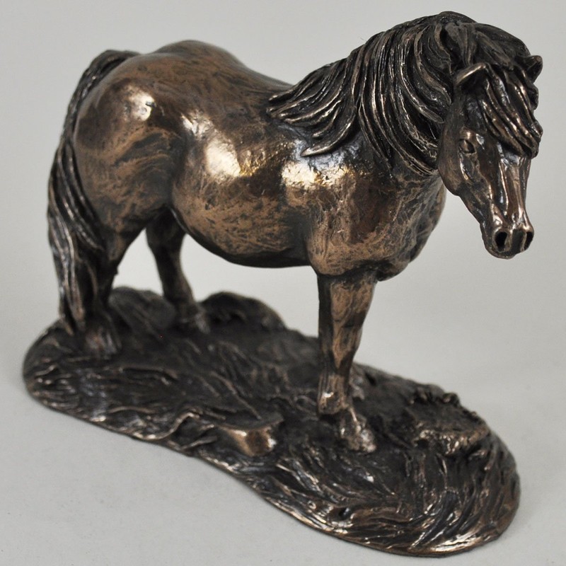 Shetland Pony 8cm High Cold Cast Bronze Sculpture by Harriet