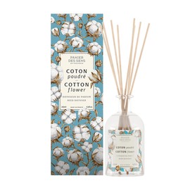 Panier des Sens - Cotton Flower Reed Diffuser – Long Lasting Fragrance 5+ Months - Elegant Home Decor - 8.1 fl.oz Oil-Based Scent Diffuser - Made in France Home Fragrance - 90% Natural Ingredients