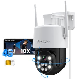 Bextgoo 2K No WiFi Security Camera, 4G LTE Cellular Security Camera Outdoor with SIM Card, 360° PTZ CCTV Camera with Auto Tracking, Smart Detection Alerts, 24/7 Recording, Color Night Vision, IP66