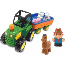 Kiddieland Light N' Sound Farm Tractor Vehicle & Animal Figures Toy Playset New