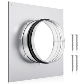 Zonon 6 Inch Duct Connector Flange Galvanized Steel Dryer Vent Connector with Rubber Ring and Screws Straight or Flex Pipe Flange for Heating Cooling Ventilation System