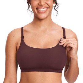 MOMANDA Women's Inbarely Nursing Bra Seamless Wireless Nursing Bras Unlined Maternity Bralettes for Breastfeeding Hazelnut X-Large