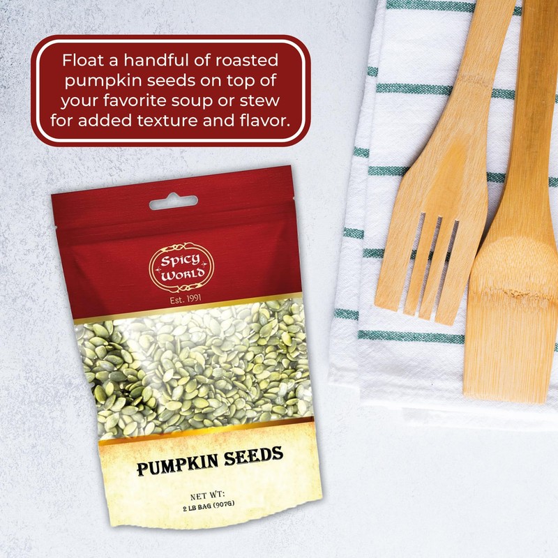 Raw Pumpkin Seeds 2 LB Bag - Shelled, AAA Grade,