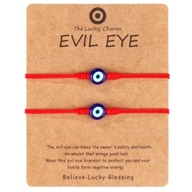JUVJEW Blue Evil Eye Anklet Bracelet for Women Red Thread String Bracelets mal de ojo Protection Jewelry (blue evil eye red string)