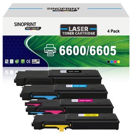 SINOPRINT 6600 6605 Toner Cartridge High Capacity use for 106R02225 106R02226 106R02227 106R02228 Toner Replacement for Xerox Phaser 6600 WorkCentre 6605 Printer(4 Packs Color)