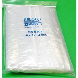 Ziplock Bags Large 10" X 12" Clear 2 Mil Zip Reclosable 300 Bags Zippit Reloc (RBA 5.4)