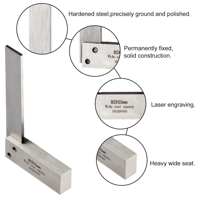 TOOLCOOL Machinist Square Engineers Square Try Square 90 Degree Right