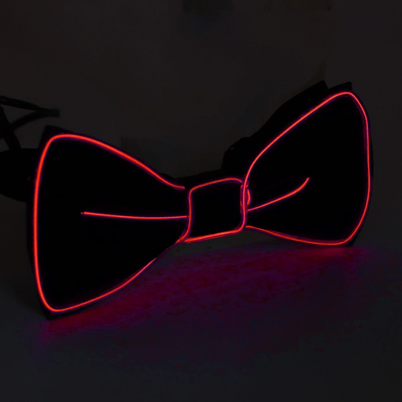 LED Bow Tie Polyester Plastic Copper Wire Adjustable Glowing Necktie