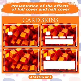 Peacoblue Bank Card Sticker Yellow-Orange Cubes Credit Debit Card Custom Skin Cover Protector, 4 Styles Waterproof Scratch-Proof and Attractive Decal for Most Popular EBT Transportation Key Card