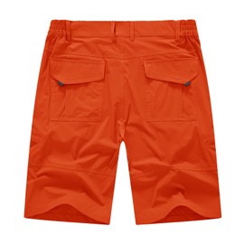 BASUDAM Men's Cargo Hiking Shorts Stretch Quick Dry Lightweight Work Shorts 6 Pockets for Camping Travel Orange 40