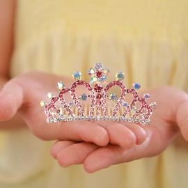 Jwicos Mini Peine De Princesa Con Flores Para Niñas, Pequeño Peine De Cristal Con Diamantes De Imitación, Mini Diadema Decorativa Para Mujeres Y Niñas (Rosa) Rosa 1 Unidad (Paquete De 1)