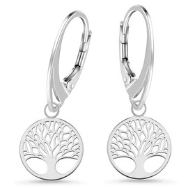 For You Tree of Life French Hook Earrings 925 Sterling Silver Girls Women Tree of Life Earrings, Sterling Silver
